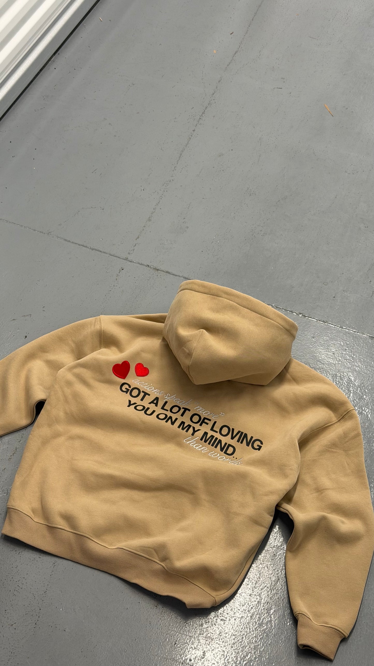 I LOVE YOU “MORE” HOODIE - SAND